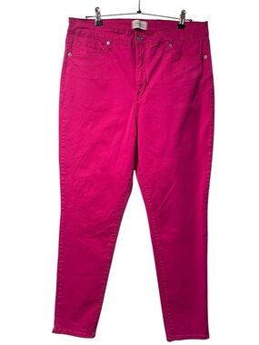 Crown & Ivy High Rise Skinny Jeans Bright Pink Magenta Size 14 Stretch